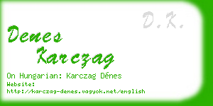 denes karczag business card