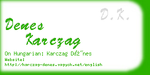 denes karczag business card